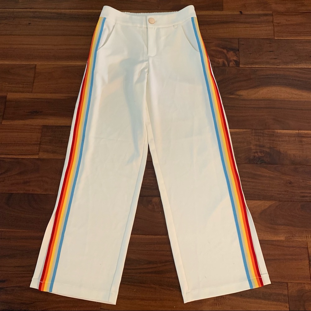 Central Park West Sandy Lane Striped Pant White Small